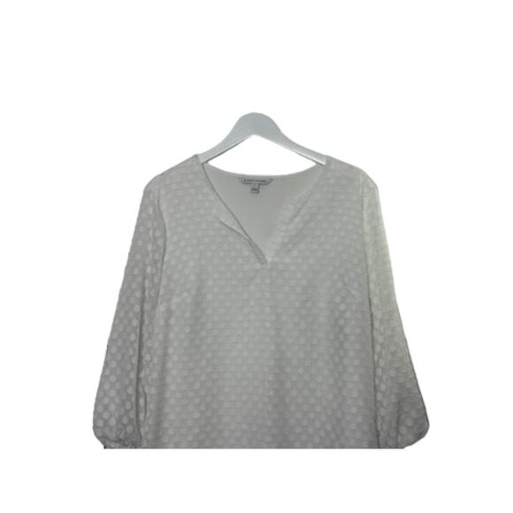 41 Hawthorn White Polka Dot V-Neck 3/4 Sleeve Tunic Top Women's Size Large - Picture 2 of 8